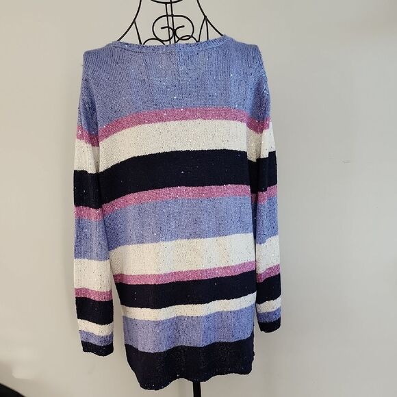 Alfred Dunner Striped Sequin Sweater knitted women size 1X Casual Sophisticated - Picture 2 of 11